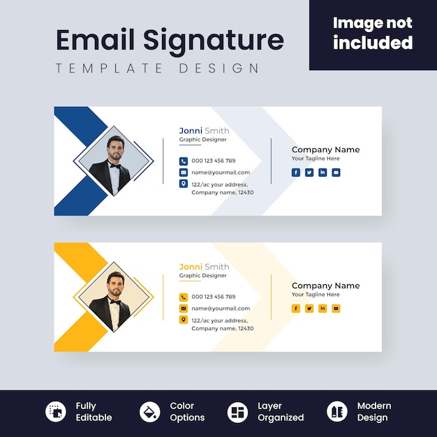 Plik wektorowy kolorowy szablon korporacyjnego podpisu e-mail wektor układ nowoczesny i minimalistyczny design