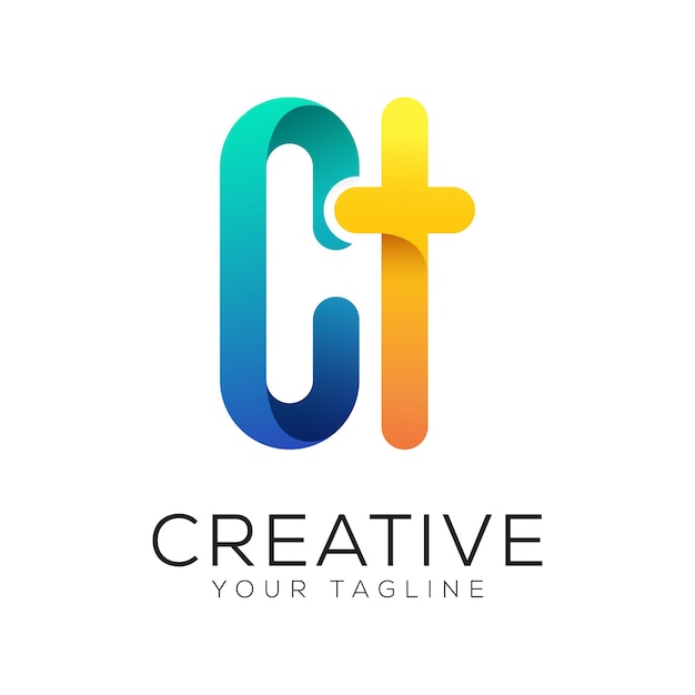 kolorowy szablon logo z gradientem litery ct