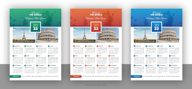 Kolorowy Szablon Projektu Kalendarza ściennego Firmy