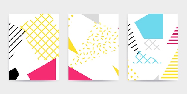 Kolorowy wzór geometryczny Pop-art z jasnymi, pogrubionymi blokami zawijasami Kolorowe tło projektu materiału w kolorze różowym, żółtym, niebieskim, czarno-białym Prospekt plakat magazyn gazeta ulotka książka