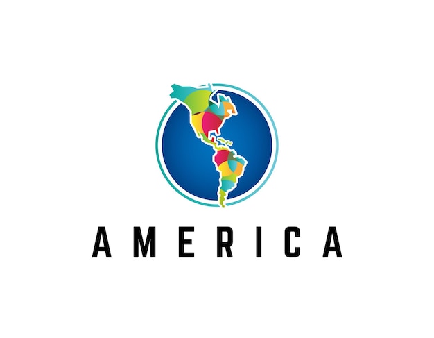 Plik wektorowy kolorowy wzór logo globu kontynentu ameryki