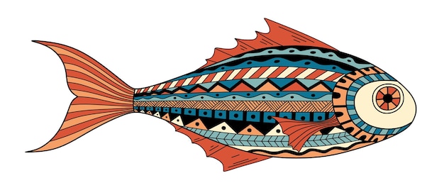Plik wektorowy kolorowy wzorzysty dekoracyjny rybi zakończenie na białym tle