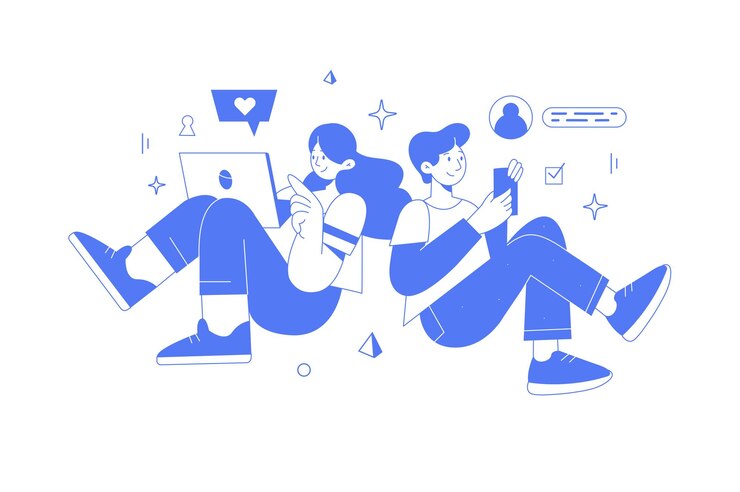 Kolorowy zestaw ilustracji wektorowych odizolowanych ludzi z komputerami w wirtualnym wideo w miejscu pracy