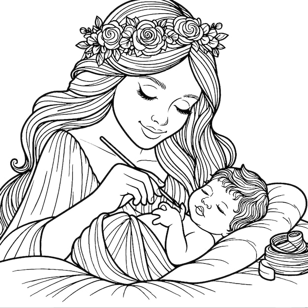 Plik wektorowy kolorystka o serdecznym dniu matki przedstawiająca miłość
