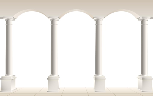 Plik wektorowy kolumnada z łukami na białym tle ilustracji wektorowych