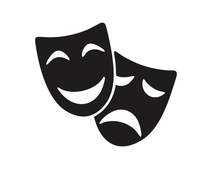 Wektor komedia i tragedia maski maskaradowe maski komediowe i tragiczne ikony wektorowe dla teatru lub karnawału