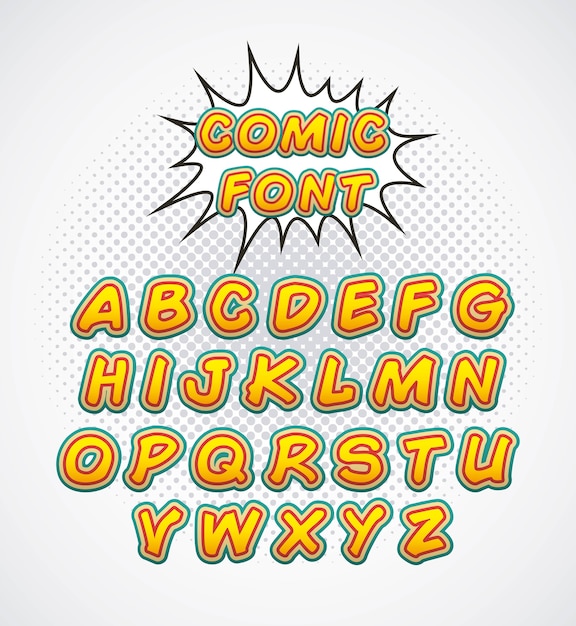 Plik wektorowy komiks alfabet czcionki pop-artu