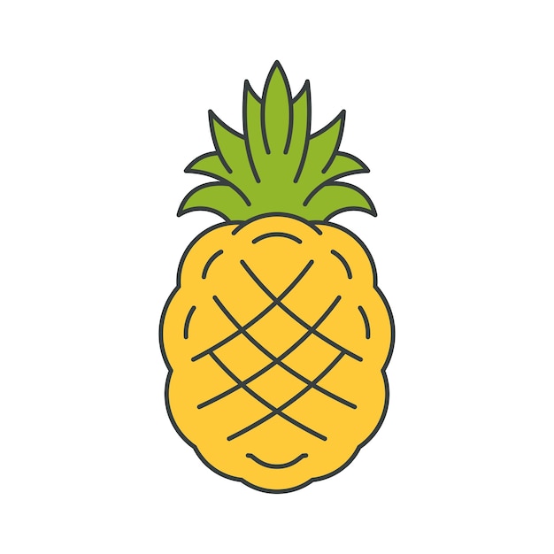 Komiks Ananasa Z Zielonymi Liśćmi I Skórką Pop-artową Koszulkę Z Nadrukiem W Groovy Styl Wektor Kreskówka