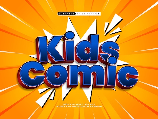 Komiks dla dzieci 3D edytowalny efekt tekstowy w stylu kreskówki