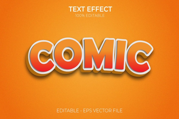 Komiks Kreatywny Efekt Tekstowy 3d Edytowalny Pogrubiony Styl Tekstu Wektor Premium
