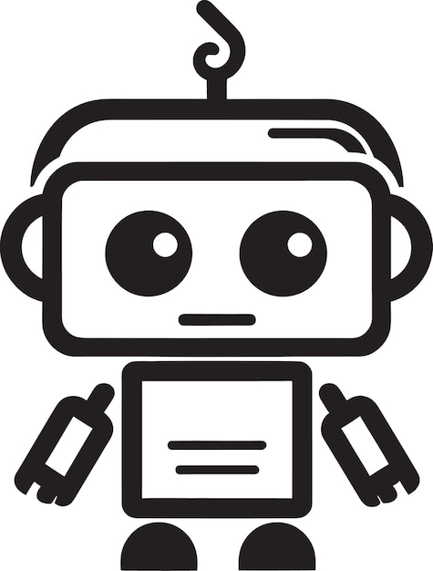 Kompaktowy Chat Innovator Mały Czarny Bot Glyf Kapryśny Ai Pal Cute Vector Robot Design