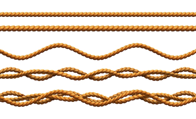Plik wektorowy komplet skręconych i falistych sznurków