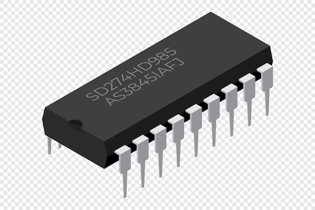 Komponent elektroniczny komputera mikroprocesorowy Ikona mikroprocesora izometryczny Mikroprocesor komputerowy Technologia procesora mikroprocesora Ilustracja wektorowa