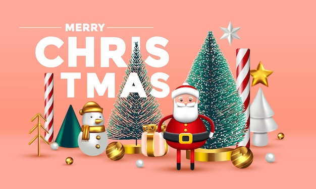Kompozycja świąteczna Z Białym, Zielonym I Złotym Drzewkiem świątecznym Tradycyjna Zabawka Jelenia I święty Mikołaj