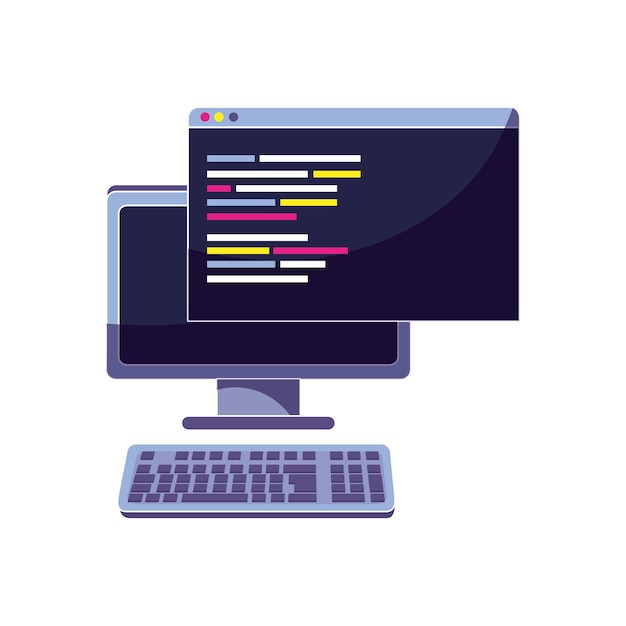 Komputer i strona internetowa z kodem danych programowania