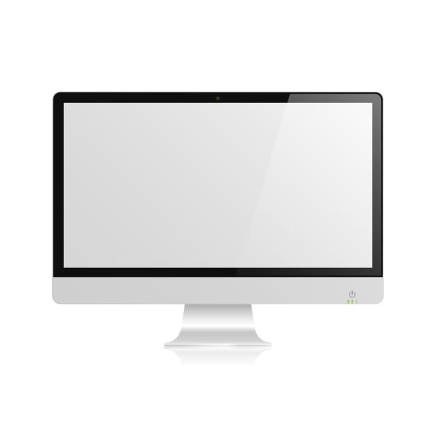 Komputer PC ekran wektor makieta Ilustracja na białym tle płaski