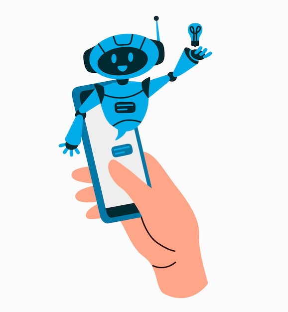 Plik wektorowy komunikacja online z chat bot koncepcją robot odpowiada klientowi w usłudze chatbot ilustracja wektorowa płaska