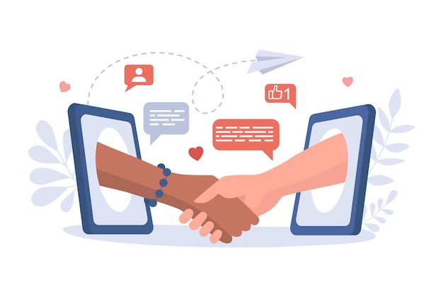 Plik wektorowy komunikacja, rozmowa i przyjaźń w internecie