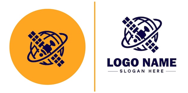 Plik wektorowy komunikacja satelitarna płaska logo satelitarne znak symbol edytowalny wektor