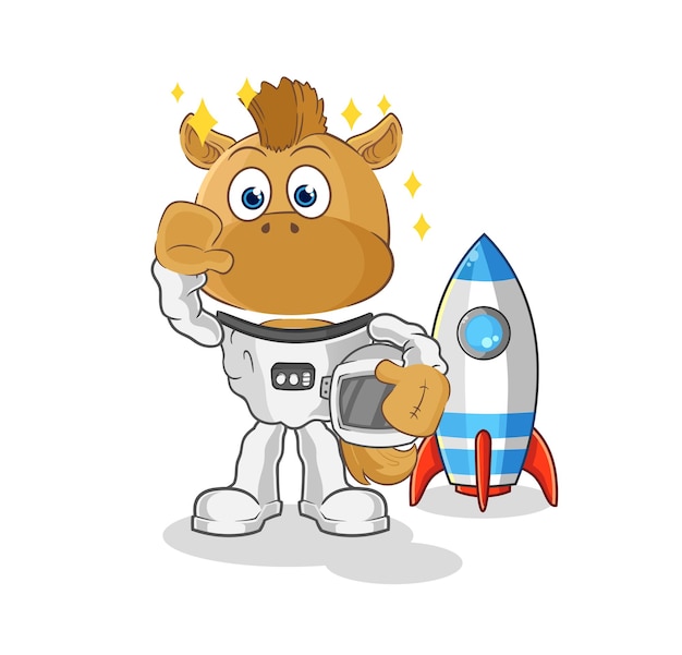 Koń Astronauta Macha Charakter Kreskówka Maskotka Wektor