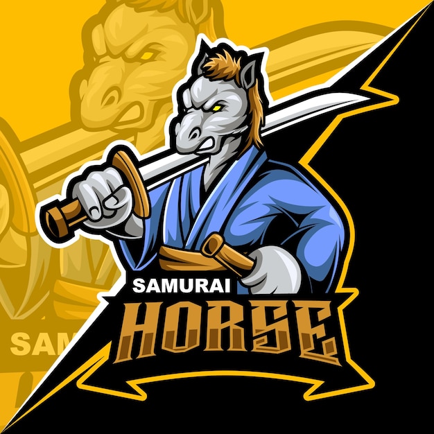 Koń samurajski zły, ilustracja wektorowa logo e-sportu maskotki do gier i streamera