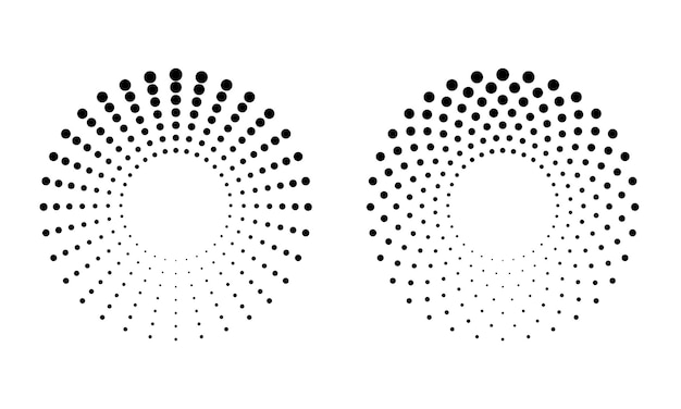 Plik wektorowy koncentryczne okręgi półtonowe kropki abstrakcyjne zakręcone kształty kropek