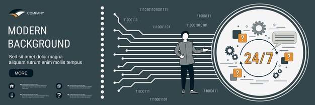 Plik wektorowy koncepcja 24-godzinnej linii gorącej obsługi internetowej