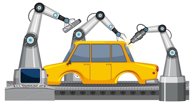 Plik wektorowy koncepcja automatyzacji produkcji samochodów