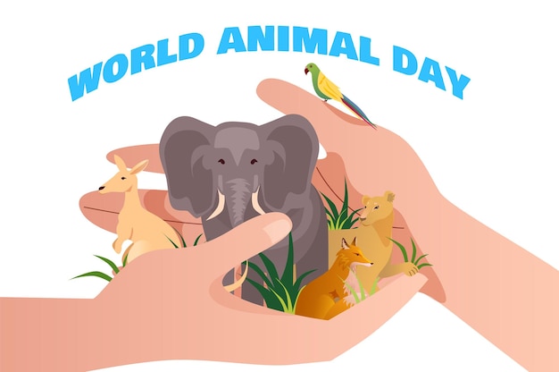 Plik wektorowy koncepcja banera dzień zwierząt w płaskiej kreskówce, ta ilustracja podkreśla znaczenie