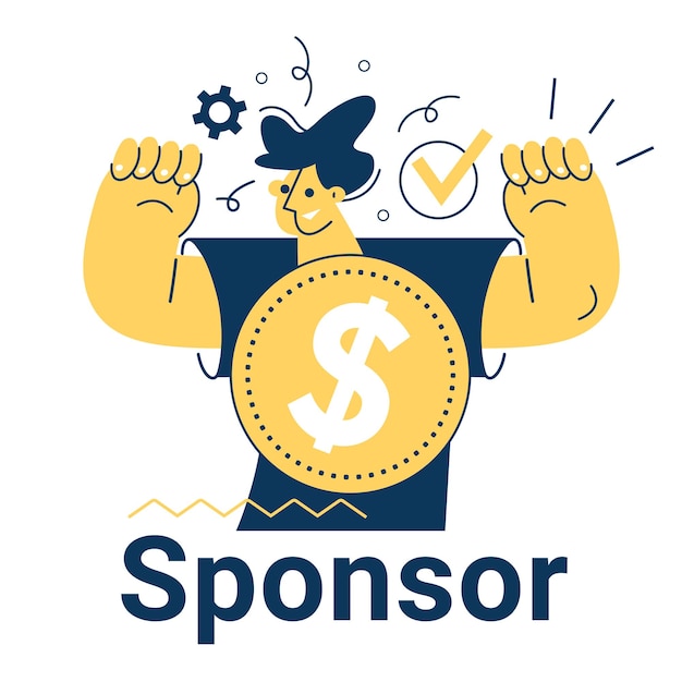 Plik wektorowy koncepcja banera sponsora z ikoną wsparcia projektu korzyści z wydarzenia muzycznego filmu sportowego