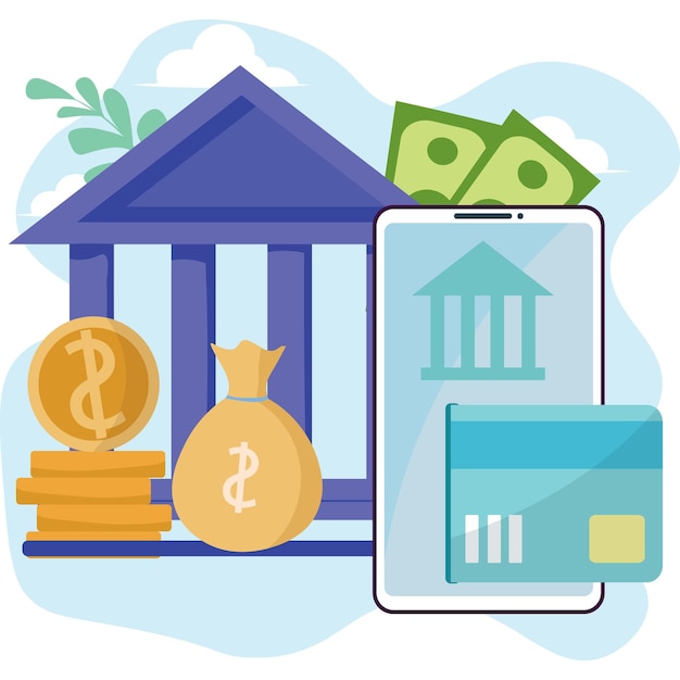 Koncepcja bankowości mobilnej i płatności online Banking internetowy Ilustracja wektorowa