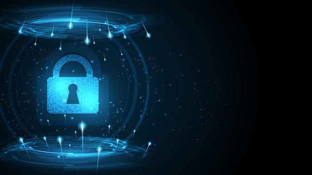 Koncepcja bezpieczeństwa chronionej tarczy ochronnej Bezpieczeństwo cybernetyczne cyfrowe Abstrakcyjne tło technologii