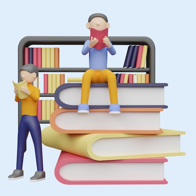 Koncepcja biblioteki realistyczny 3d obiekt w stylu kreskówki