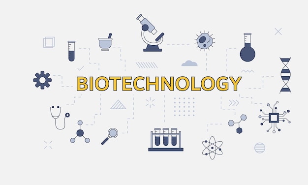 Koncepcja Biotechnologii Z Ikoną Z Dużym Słowem Lub Tekstem Na środku