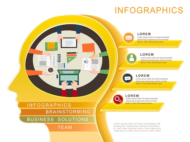 Koncepcja Biznesowa Infografika Szablon Projektu Z Elementem Głowy