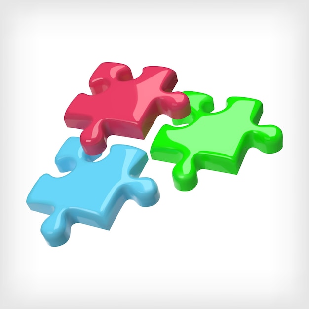 Koncepcja biznesowa Realistyczne puzzle 3d wektor ikona