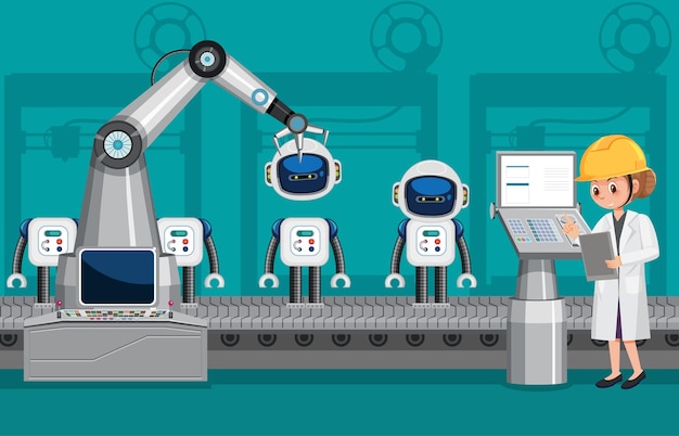 Plik wektorowy koncepcja branży automatyzacji robotów