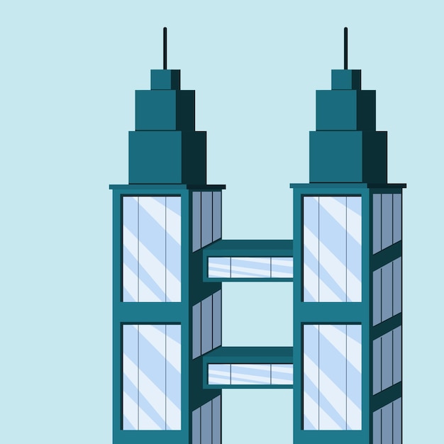 Plik wektorowy koncepcja budynku biurowego. biurowiec z dwiema wieżami, idealny na diagramy, infografiki.