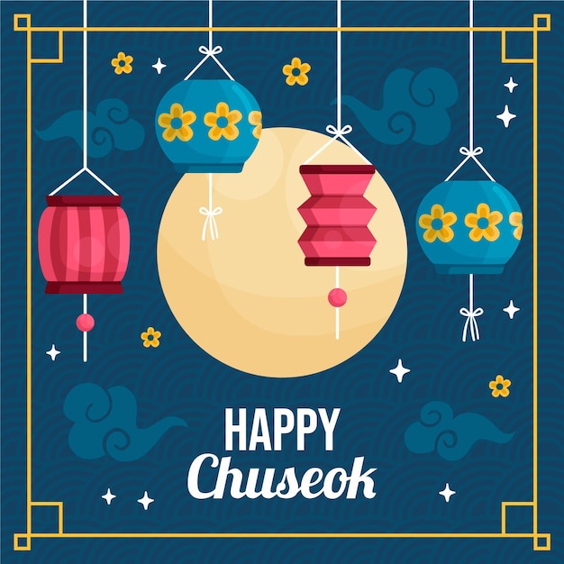 Plik wektorowy koncepcja chuseok w płaskiej konstrukcji