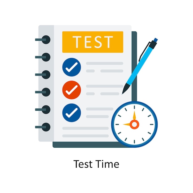 Plik wektorowy koncepcja czasu testu płaska ikona stylu ilustracja