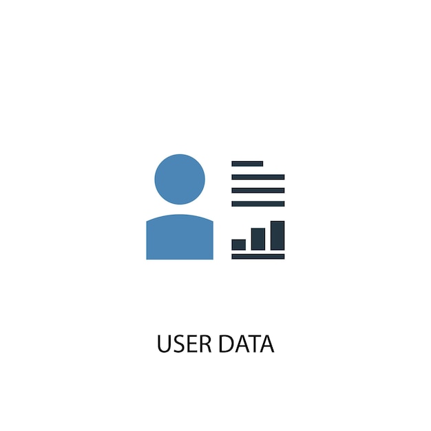 Koncepcja Danych Użytkownika 2 Kolorowa Ikona. Prosta Ilustracja Niebieski Element. Projekt Symbolu Koncepcji Danych Użytkownika. Może Być Używany Do Internetowego I Mobilnego Interfejsu Użytkownika/ux