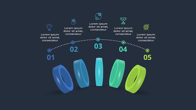 Koncepcja Diagramu Dla Infografiki Z 4 Krokami Opcji Części Lub Procesów Szablon Dla Sieci Na Czarnym Tle