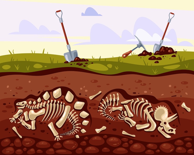 Wektor koncepcja dinozaurów wykopaliska archeologiczne