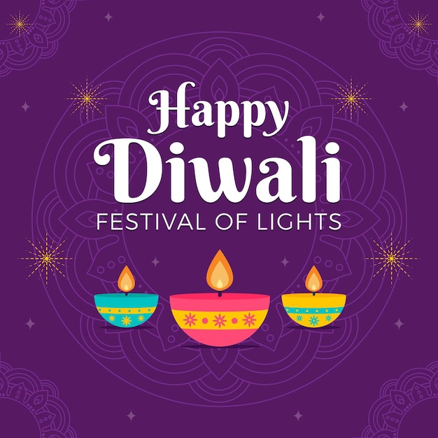 Koncepcja Diwali w płaskim projekcie