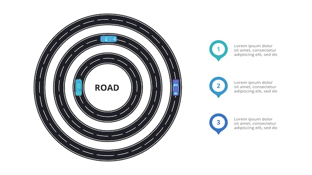 Koncepcja Drogi Dla Infografiki Z 3 Krokami Opcji Części Lub Procesów Wizualizacja Danych Biznesowych