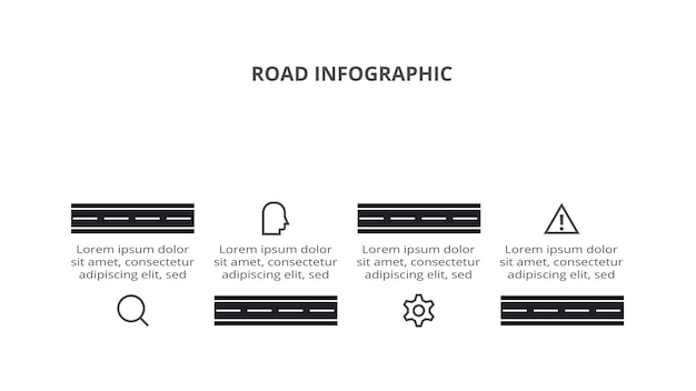 Koncepcja Drogi Dla Infografiki Z 4 Krokami Opcji Części Lub Procesów Wizualizacja Danych Biznesowych