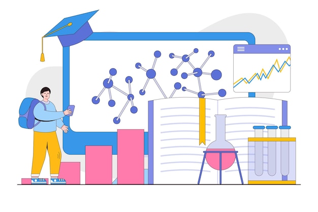 Koncepcja Edukacji Trajektorii Z Postaciami Edukacja Online Cyfrowa Klasa Elearning Zarys Projektu Styl Minimalna Ilustracja Wektorowa Dla Strony Docelowej Baner Internetowy Infografiki Obrazy Bohaterów