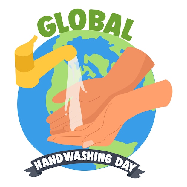 Koncepcja Globalnego Dnia Mycia Rąk Z Ilustracją Ziemi I Mycia Rąk