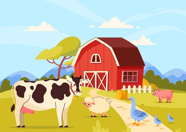 Plik wektorowy koncepcja gospodarstwa z zwierzętami domowymi