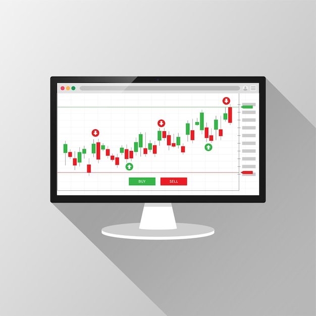 Koncepcja Handlu Finansowego. Wskaźnik Handlu Na Rynku Forex Na Ilustracji Ekranu Monitora.